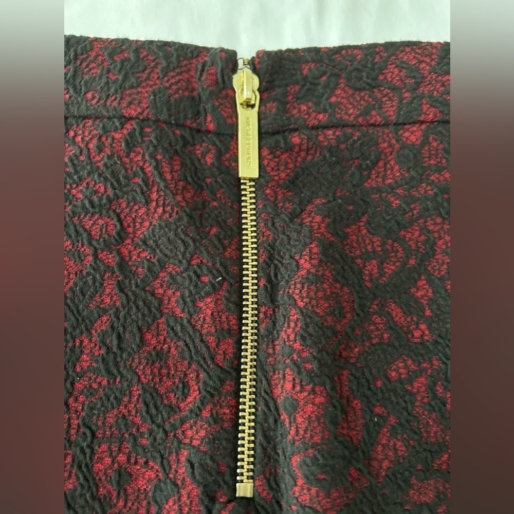 Michael Kors Red Black Lace Print Pencil‎ Skirt L Whimsygoth Coquette Gothic - Picture 5 of 12